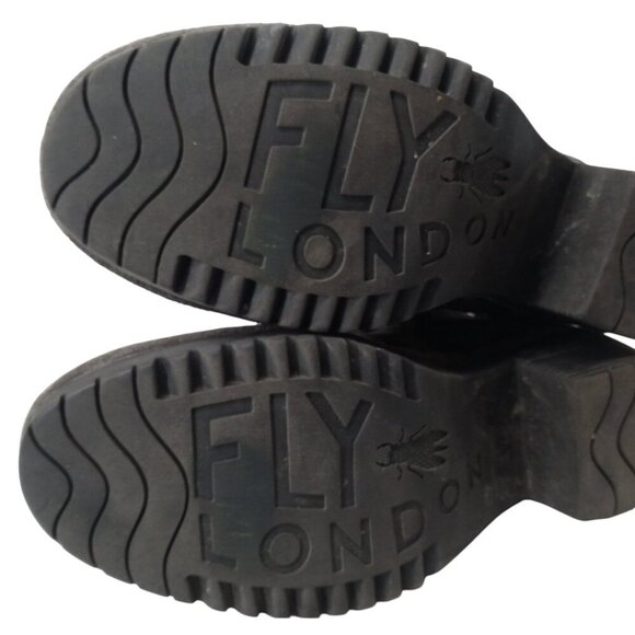 Fly London Suede Gray Woke910Fly Ankle Boots Size 40 US 9-9.5 Lace Up Block Heel - Picture 9 of 13